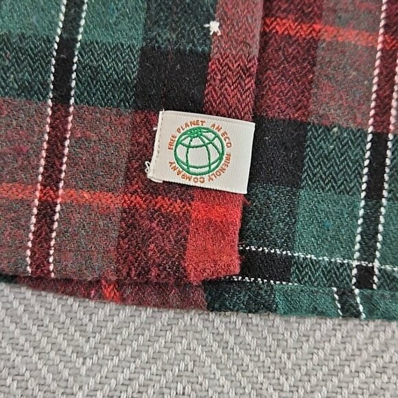 Free Planet Christmas Flannel Hoodie Men's Large Long Sleeve Button-Up EUC LN - Picture 7 of 16